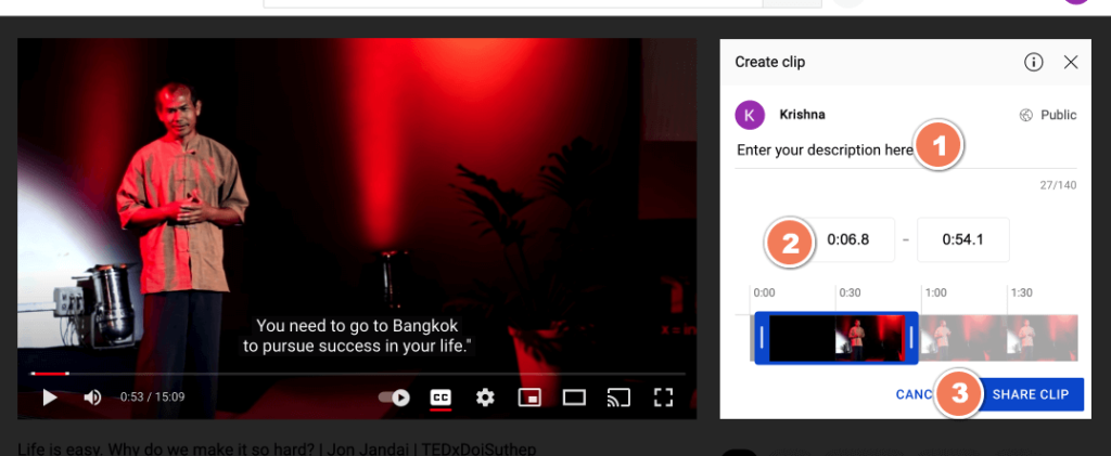 YouTube Clips step 2